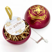 Load image into Gallery viewer, Hogwarts House Christmas Bauble with House Necklace-The Curious Emporium